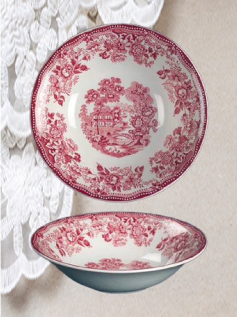 Royal Staffordshire Clarice Cliff Tonquin Red/Pink Coupe Cereal Bowl RARE